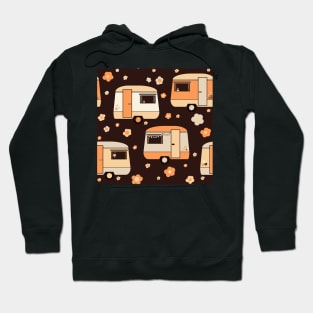 Repeat pattern of cute vintage caravans in retro colours Hoodie